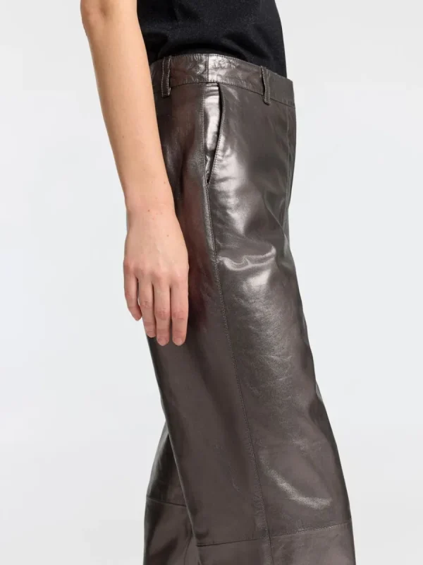 SELECTED METALLIC LÄDERBYXOR Grey Cheap