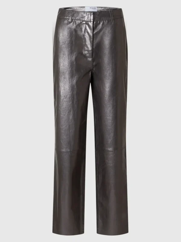 SELECTED METALLIC LÄDERBYXOR Grey Cheap