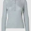 SELECTED METALLIC LÅNGÄRMAD PIKÉTRÖJA Grey Clearance