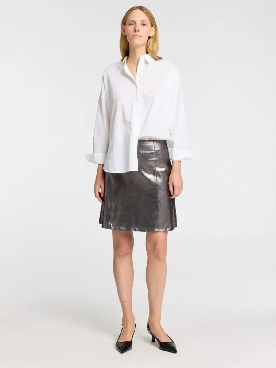 metallic_minikjol_i_lder_2.webp SELECTED METALLIC MINIKJOL I LÄDER Grey Cheap