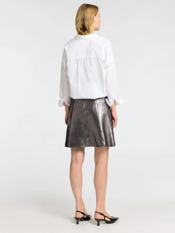 SELECTED METALLIC MINIKJOL I LÄDER Grey Cheap