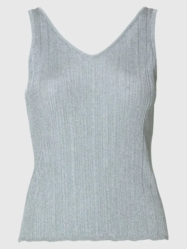 SELECTED METALLIC ÄRMLÖS TOPP Grey Discount