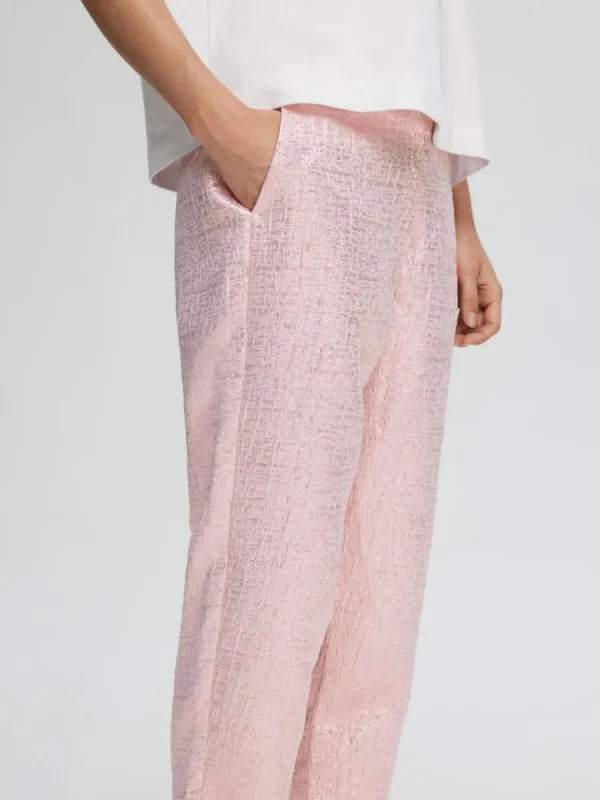 SELECTED METALLISK JACQUARD BESKURNA BYXOR Pink Flash Sale