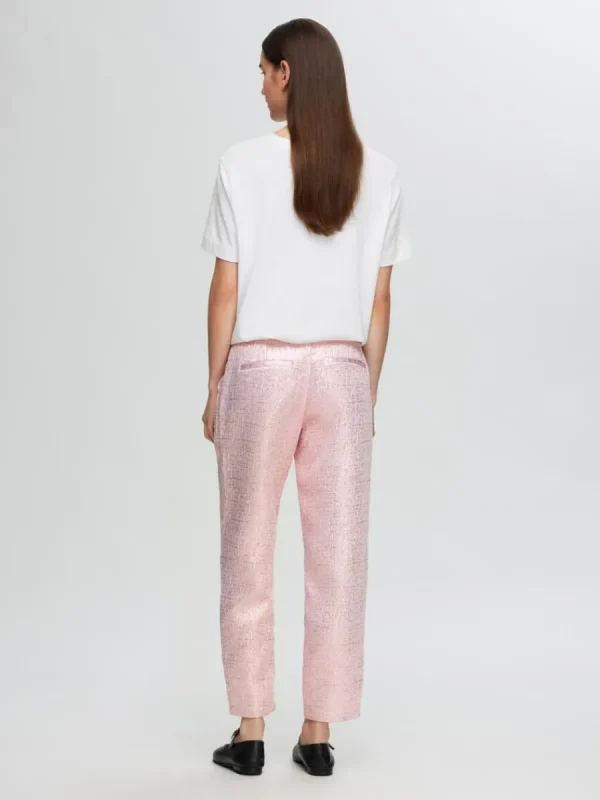 SELECTED METALLISK JACQUARD BESKURNA BYXOR Pink Flash Sale