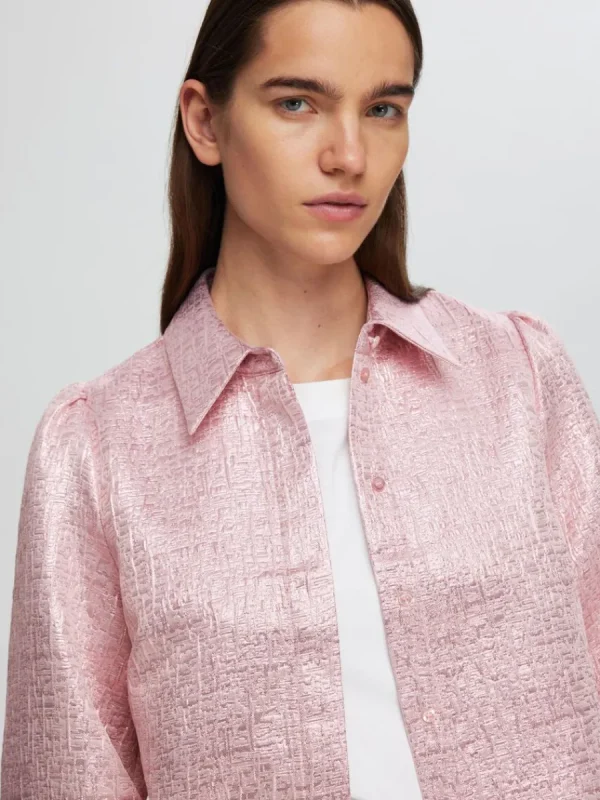 SELECTED METALLISK JACQUARD SKJORTA Pink Cheap