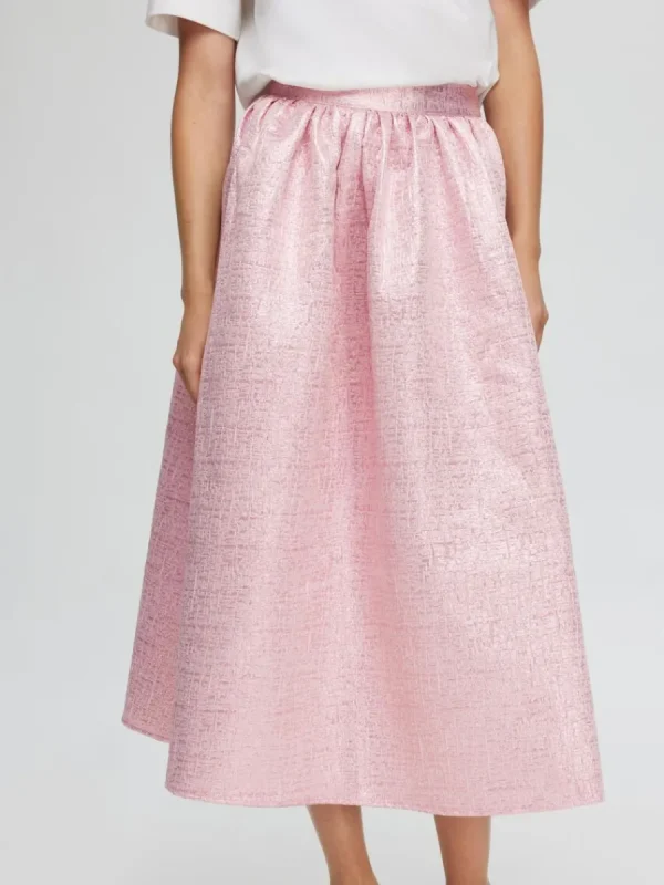 SELECTED METALLISK JAQUARD MAXIKJOL Pink Store