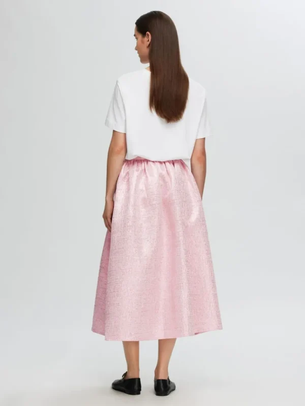 SELECTED METALLISK JAQUARD MAXIKJOL Pink Store