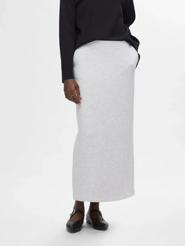 SELECTED MIDILÅNG SWEATKJOL Grey Fashion