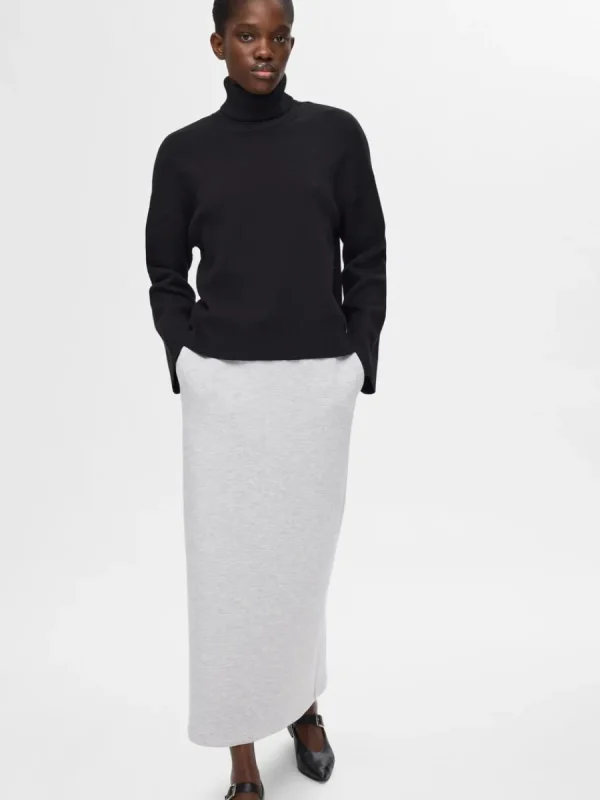 SELECTED MIDILÅNG SWEATKJOL Grey Fashion
