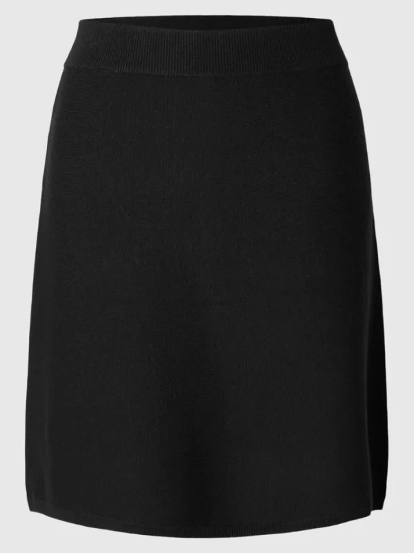 SELECTED MINILÅNG STICKAD KJOL Black Flash Sale