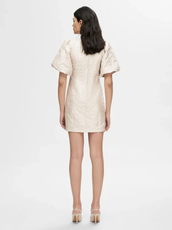 SELECTED MÖNSTRAD KORT KLÄNNING Beige Sale