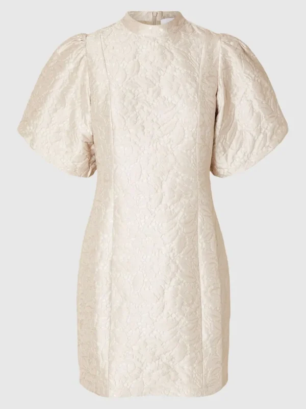 SELECTED MÖNSTRAD KORT KLÄNNING Beige Sale