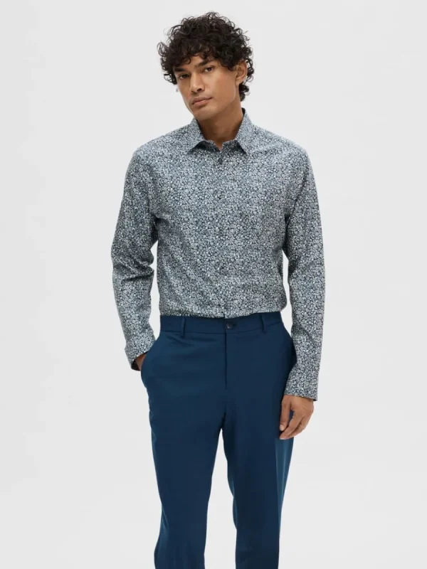 SELECTED MÖNSTRAD SKJORTA Blue New