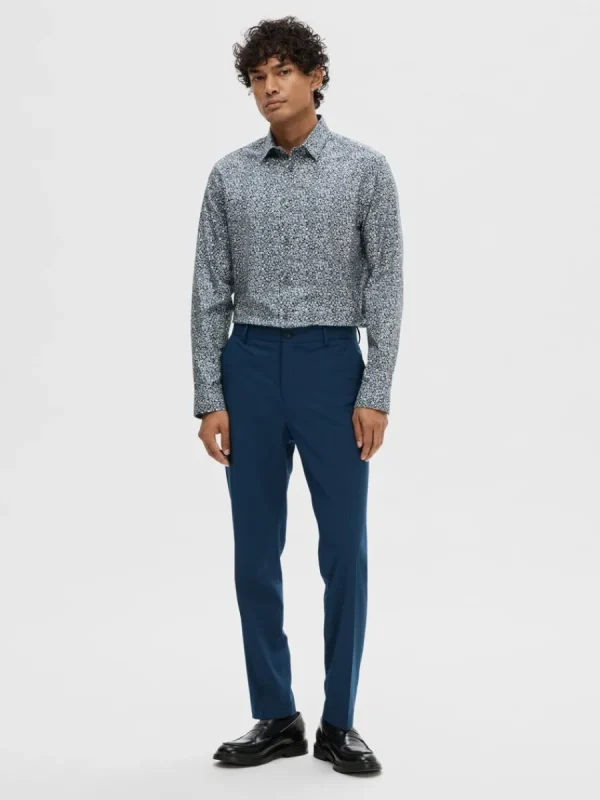 SELECTED MÖNSTRAD SKJORTA Blue New