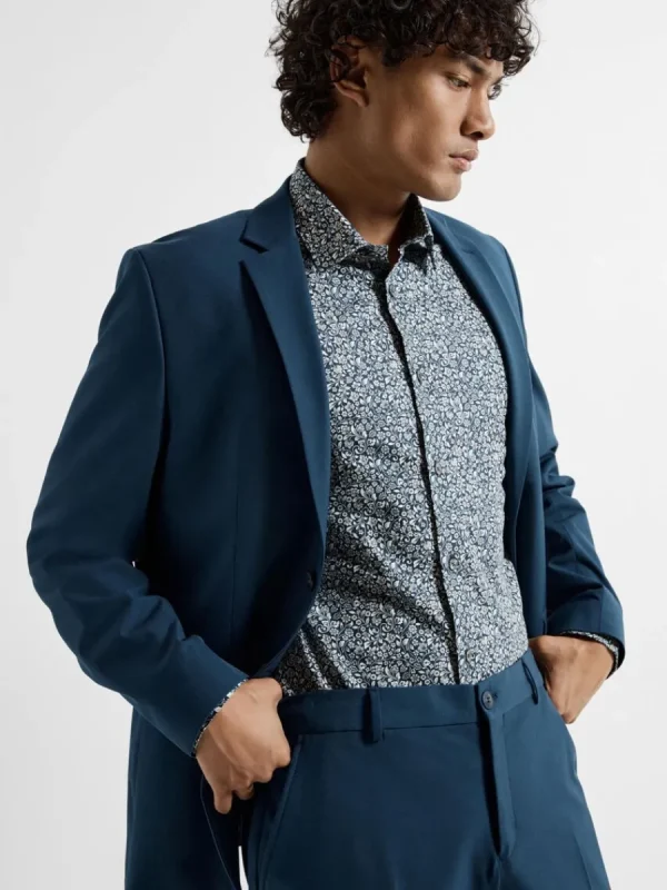 SELECTED MÖNSTRAD SKJORTA Blue New