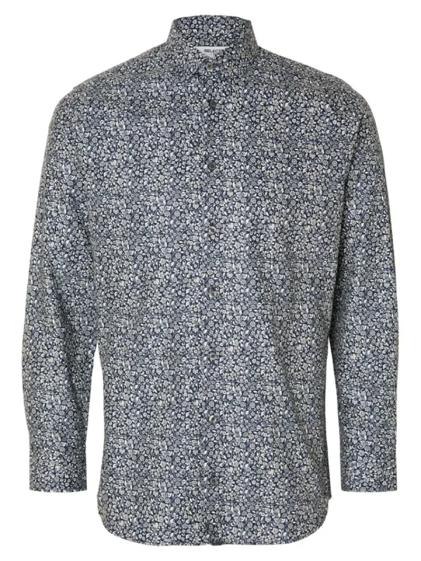 SELECTED MÖNSTRAD SKJORTA Blue New