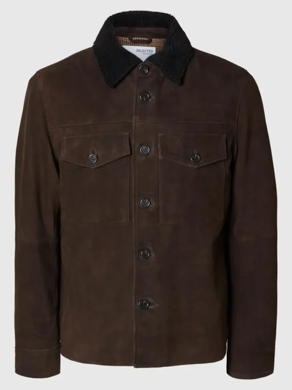 SELECTED 100% MOCKA ÖVERSKJORTA Brown Online