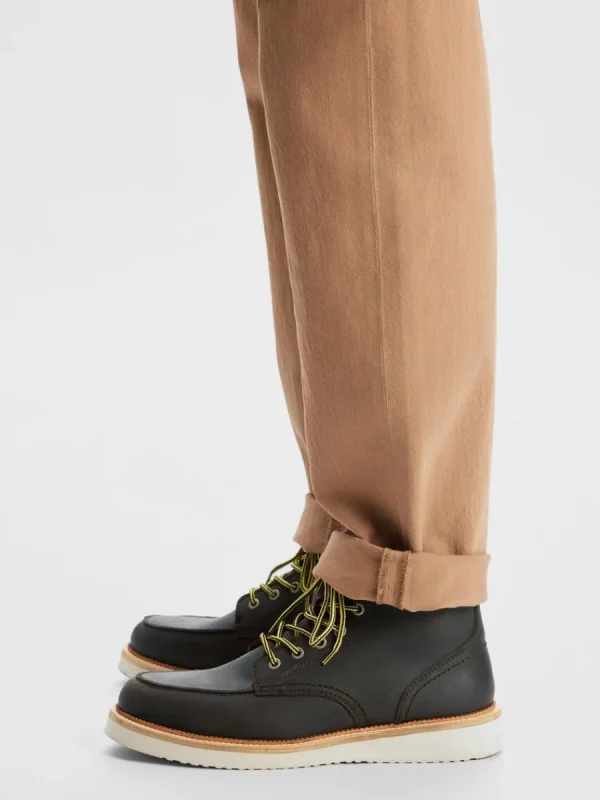 SELECTED MOC-TOE LÄDERBOOTS Brown Hot