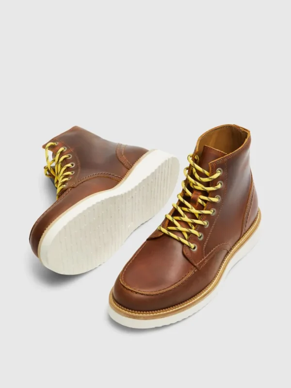 SELECTED MOC-TOE LÄDERBOOTS Brown Hot