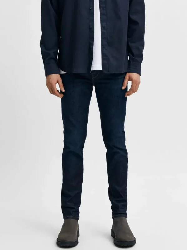 SELECTED MÖRK TVÄTT SLIM FIT-JEANS Blue Cheap