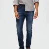 SELECTED MÖRK TVÄTT SLIM FIT-JEANS Blue Outlet