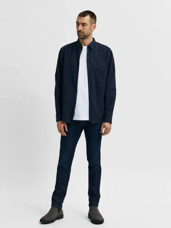 SELECTED MÖRK TVÄTT SLIM FIT-JEANS Blue Cheap