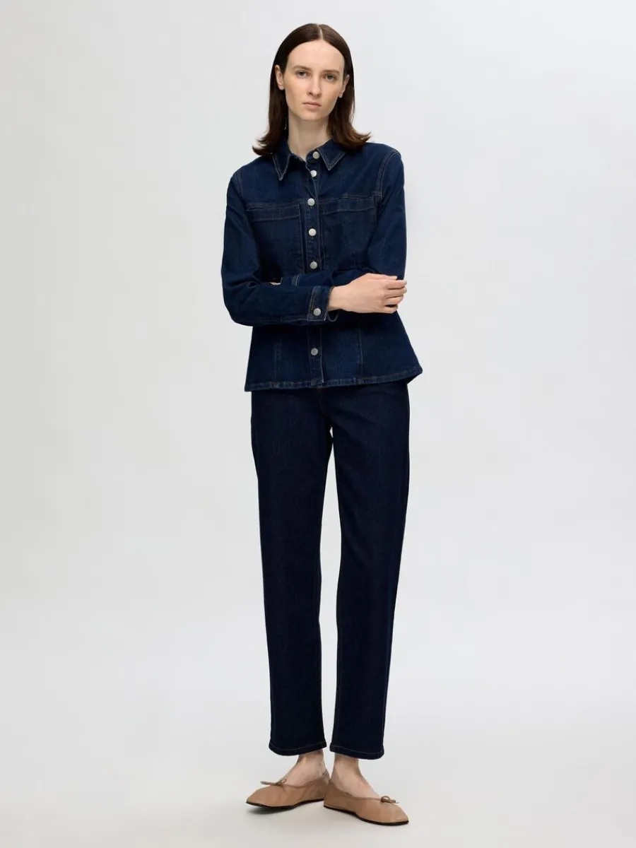 mrk_tvtt_straight_fitjean_1.webp SELECTED MÖRK TVÄTT STRAIGHT FIT-JEANS Blue Shop