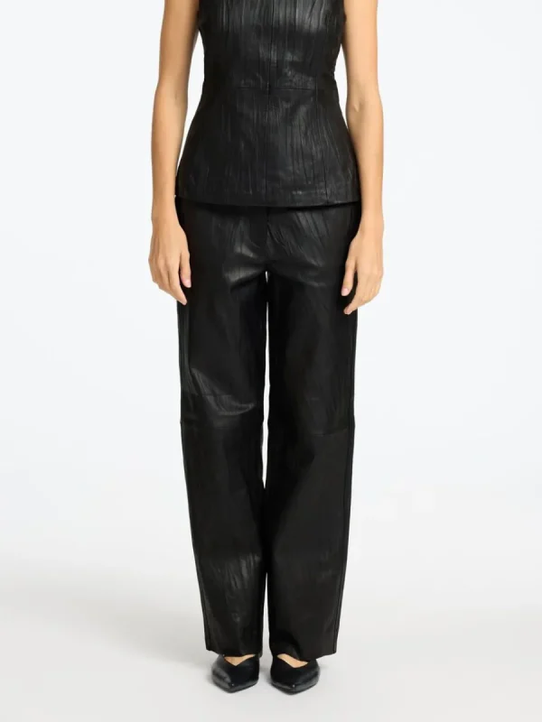 SELECTED NORMALHÖGA LÄDERBYXOR Black Best Sale