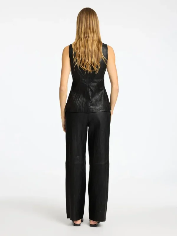 SELECTED NORMALHÖGA LÄDERBYXOR Black Best Sale