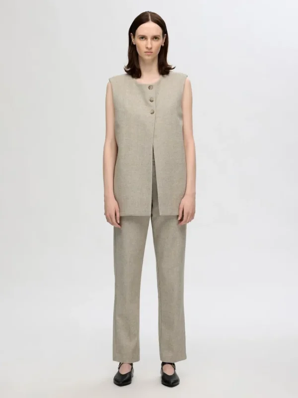 SELECTED NORMALHÖGA RAKA BYXOR Beige New