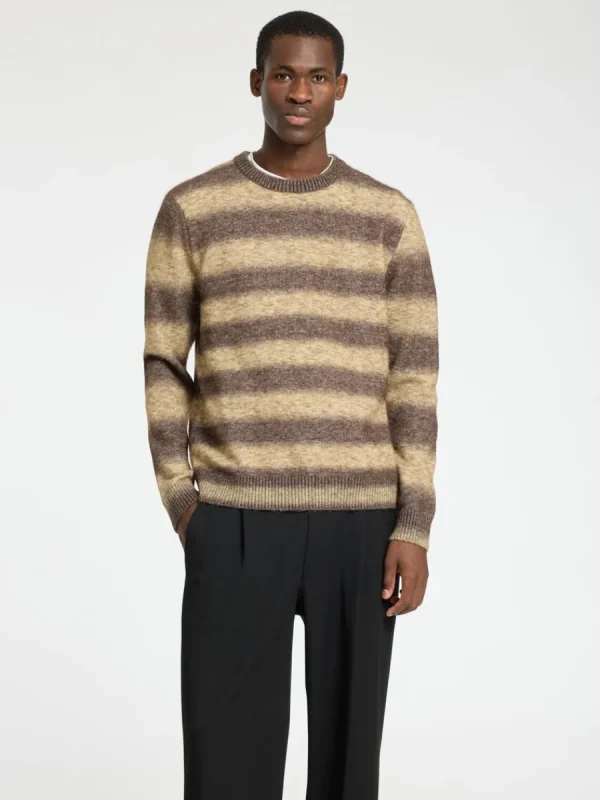 SELECTED OMBRE-RANDIG RUNDRINGAD TRÖJA Brown Discount