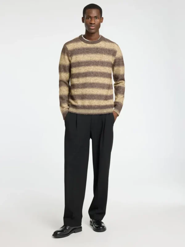 SELECTED OMBRE-RANDIG RUNDRINGAD TRÖJA Brown Discount