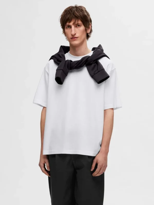 SELECTED OVERSIZE KORTA ÄRMAR T-SHIRT White Sale