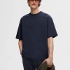 SELECTED OVERSIZE KORTA ÄRMAR T-SHIRT Blue Cheap