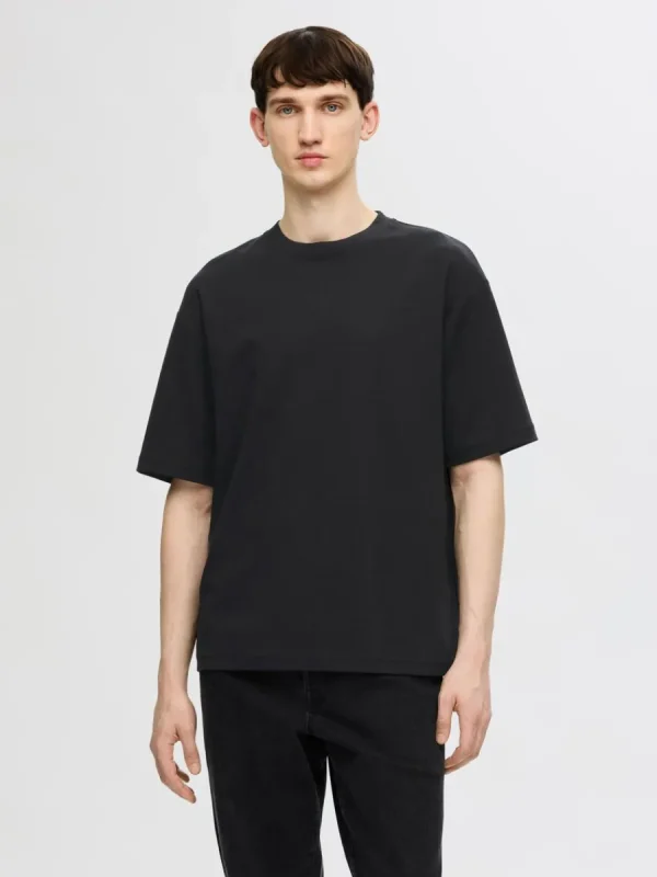 SELECTED OVERSIZE KORTA ÄRMAR T-SHIRT Black Sale