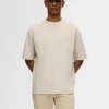 SELECTED OVERSIZE KORTA ÄRMAR T-SHIRT Beige Shop