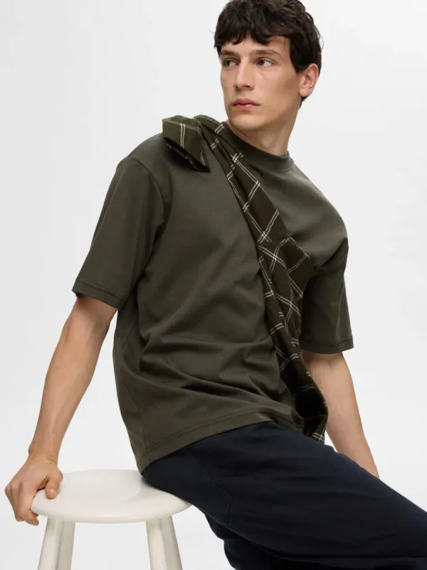 SELECTED OVERSIZE KORTA ÄRMAR T-SHIRT Green Best
