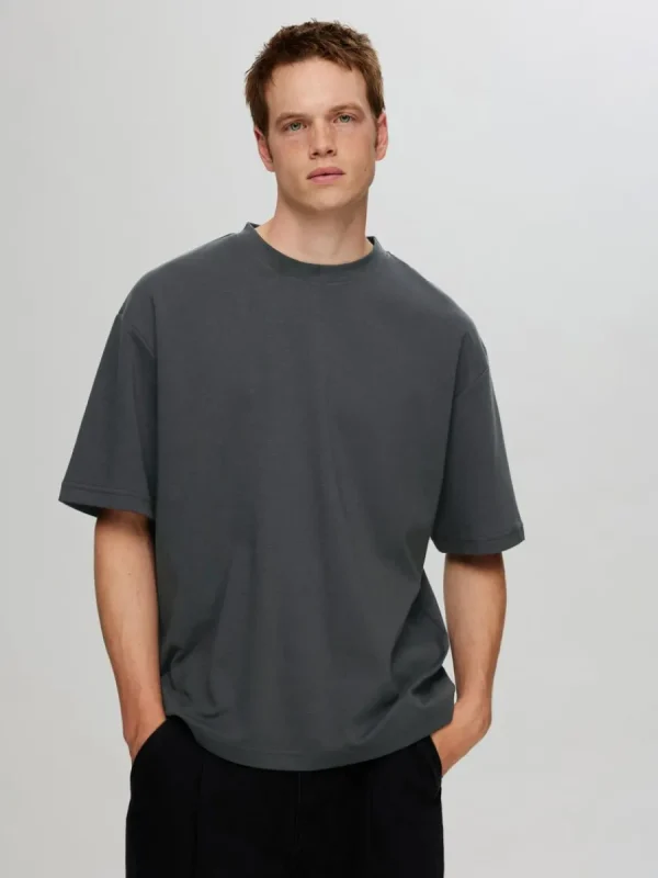 SELECTED OVERSIZE KORTA ÄRMAR T-SHIRT Grey Online