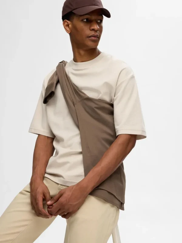 SELECTED OVERSIZE KORTA ÄRMAR T-SHIRT Beige Shop
