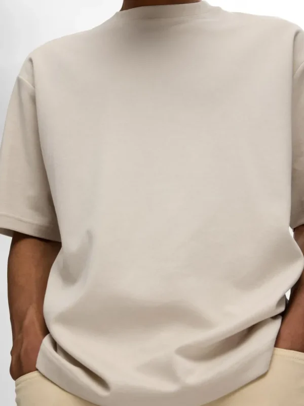 SELECTED OVERSIZE KORTA ÄRMAR T-SHIRT Beige Shop
