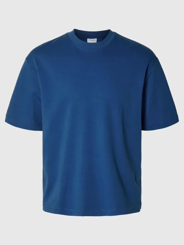 SELECTED OVERSIZE KORTA ÄRMAR T-SHIRT Blue Sale