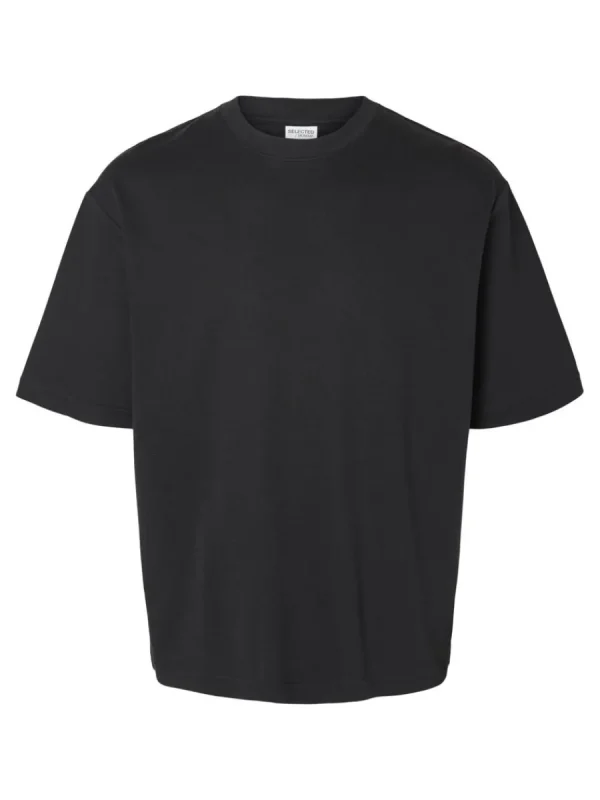 SELECTED OVERSIZE KORTA ÄRMAR T-SHIRT Black Sale