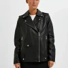 SELECTED OVERSIZE LÄDERJACKA Black Best