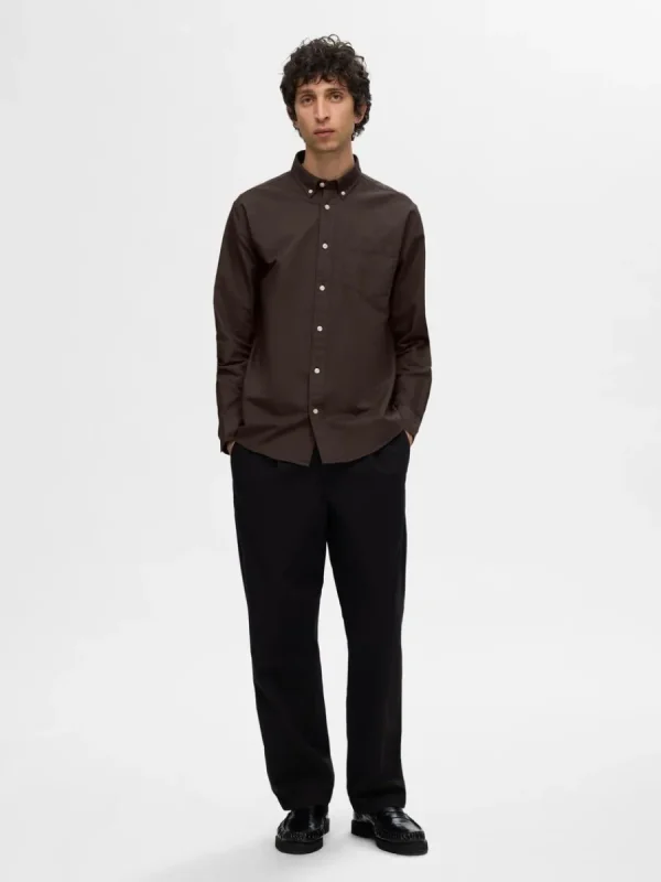 SELECTED OXFORD SKJORTA Brown New