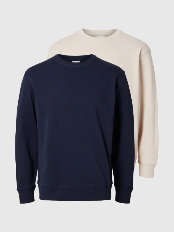 SELECTED 2-PACK BOMULL SWEATSHIRT Blue Best Sale
