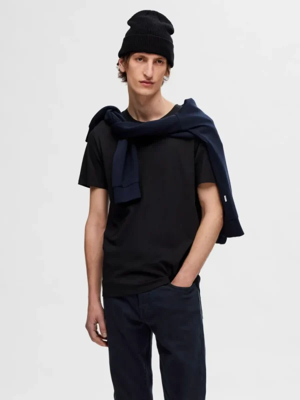 SELECTED 3-PACK BOMULL T-SHIRT Black Sale
