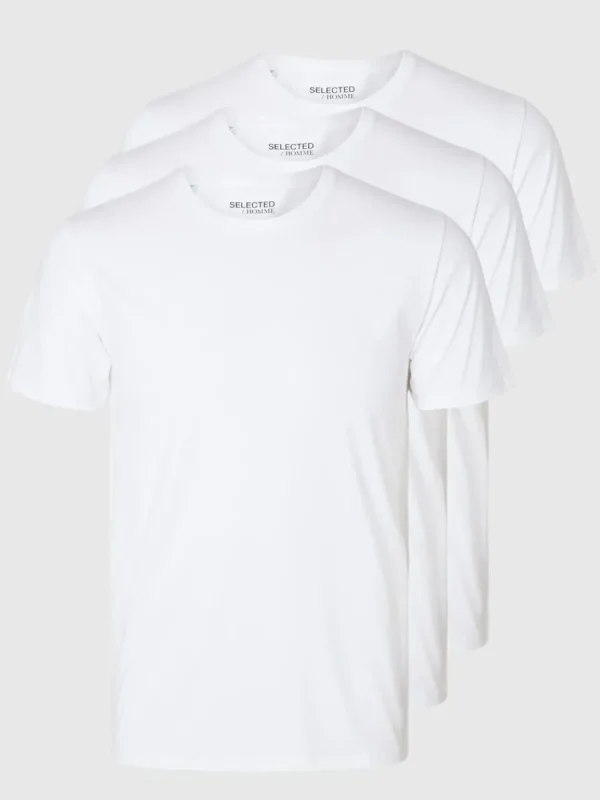 SELECTED 3-PACK BOMULL T-SHIRT White Outlet