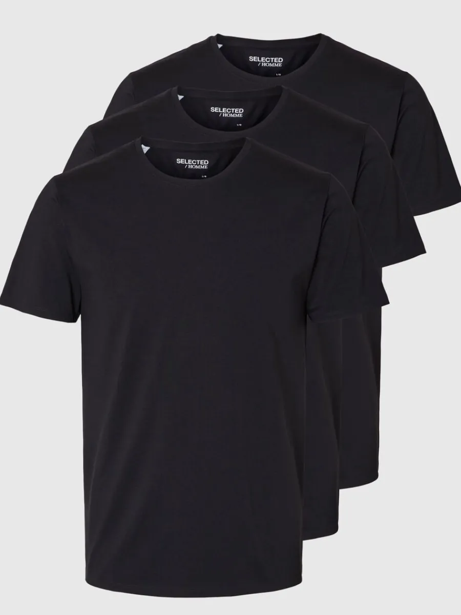 pack_bomull_tshirt_5-2.webp SELECTED 3-PACK BOMULL T-SHIRT Black Sale