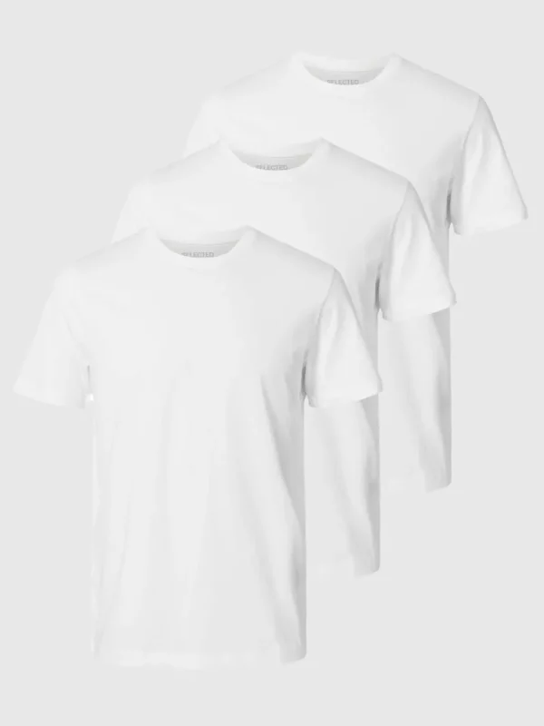 SELECTED 3-PACK BOMULL T-SHIRT White Flash Sale