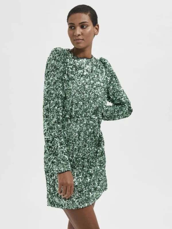 SELECTED PALJETT KORT KLÄNNING Green Best Sale